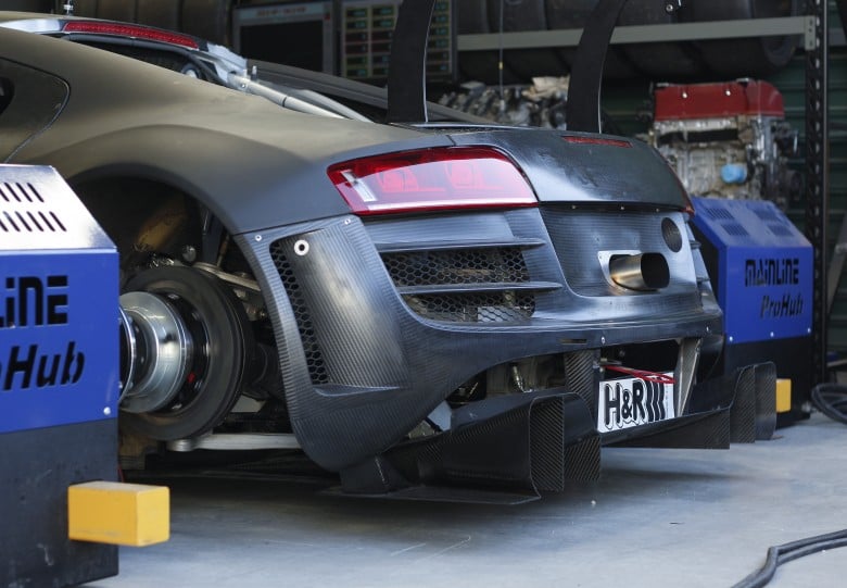 Car on the dyno being tuned after EDC17 definition file has been built in WinOLS
