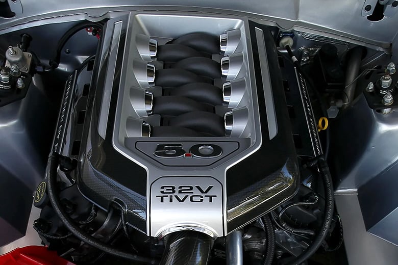 Ford Coyote 5.0 Gen 1 V8 engine in a 2011 Mustang GT engine bay