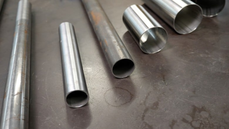 Various metal tube profiles and sections used in motorsport fabrication