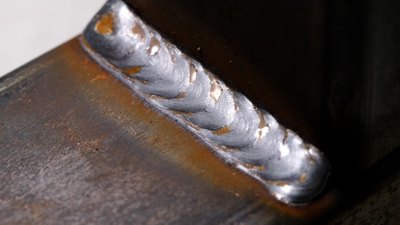 Close-up of MIG weld bead showing weld quality and consistency