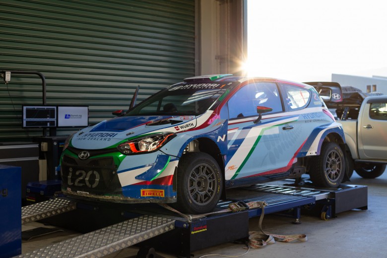 Haydon Paddon rally car at competition