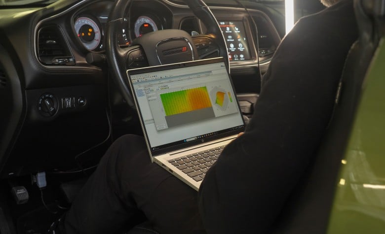 Ignition timing table displayed in EFI tuning software