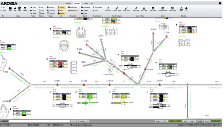 Arcadia Schematic or Harness Screenshot of Arcadia being used for harness design and schematic capture