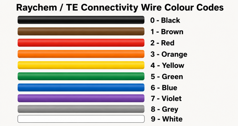 Raychem wire colour part number codes tefzel wire colour coding