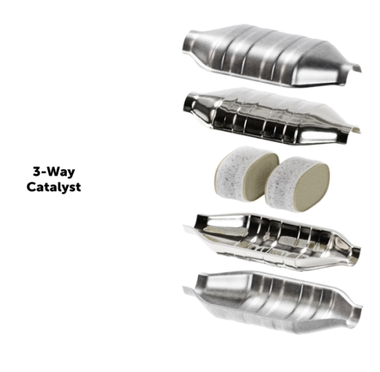 three-way catalytic converter diagram showing emissions conversion