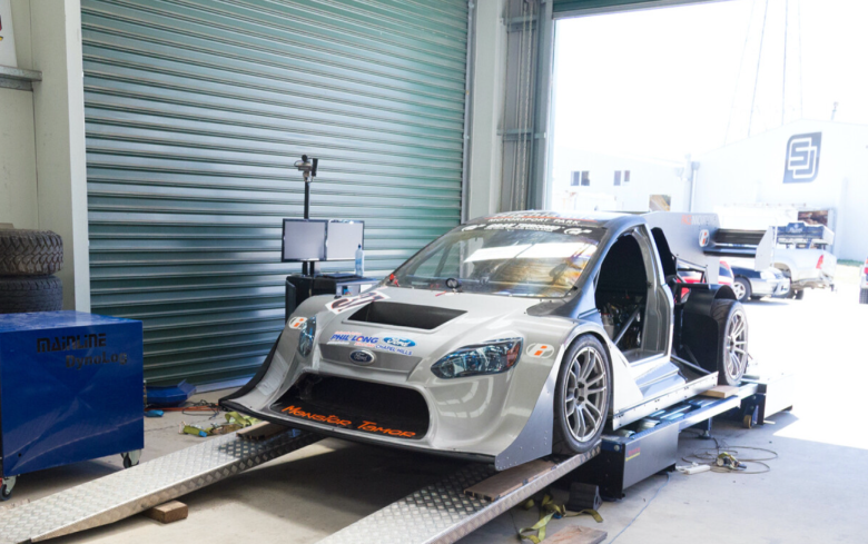 ford focus hill climb car on mainline chassis dyno