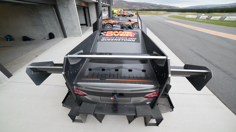 rear aero package on professionally built race car