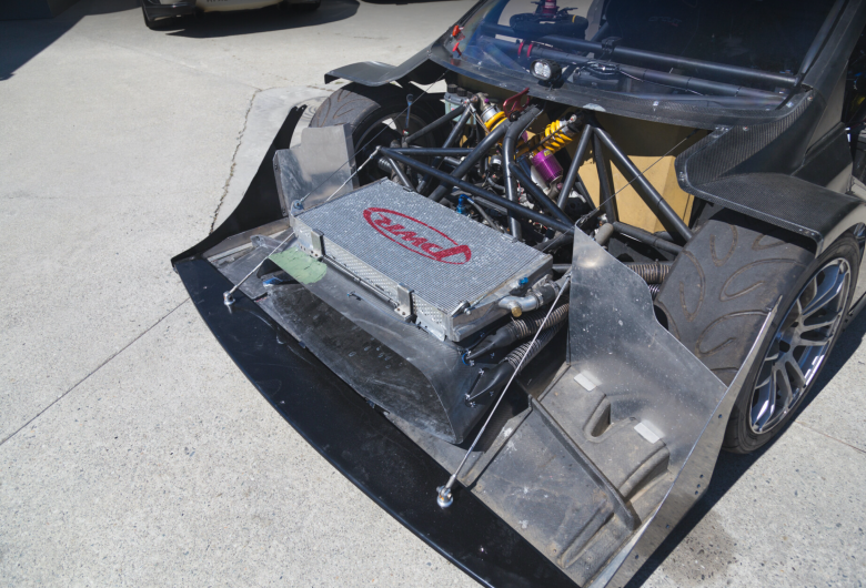 front of pikes peak ford focus showing air ducting for brakes and aerodynamics