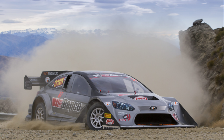 Ford Focus hill climb car in gravel-spec configuration