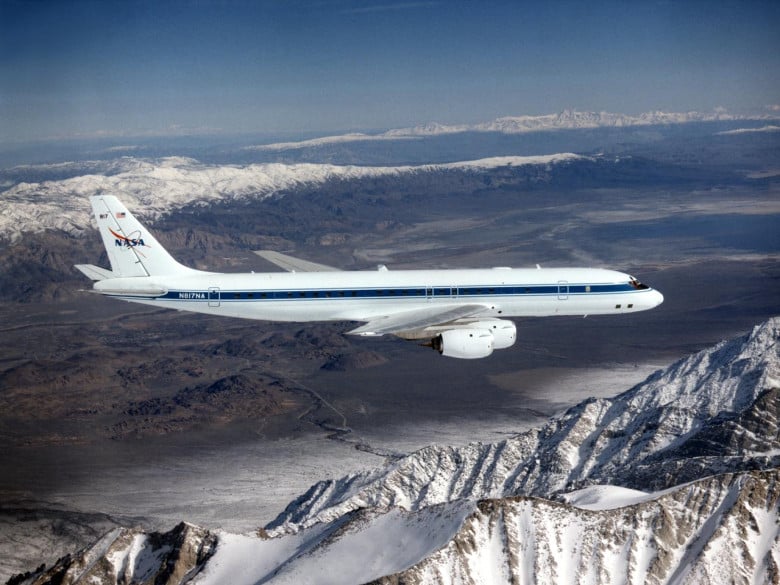Deutsch connector equipped NASA Douglas DC-8 aircraft in flight