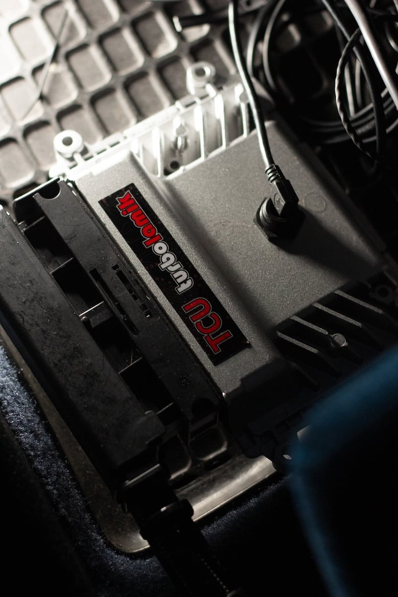 TurboLamik transmission control unit mounted inside the Volvo 240.