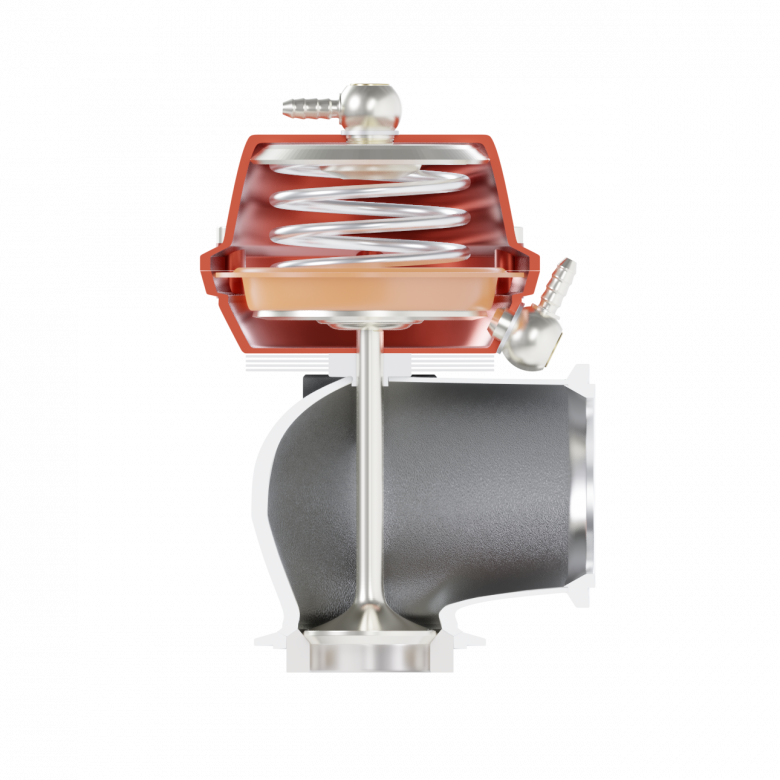 wastegate cutaway diagram showing valve, diaphragm and boost pressure relationship