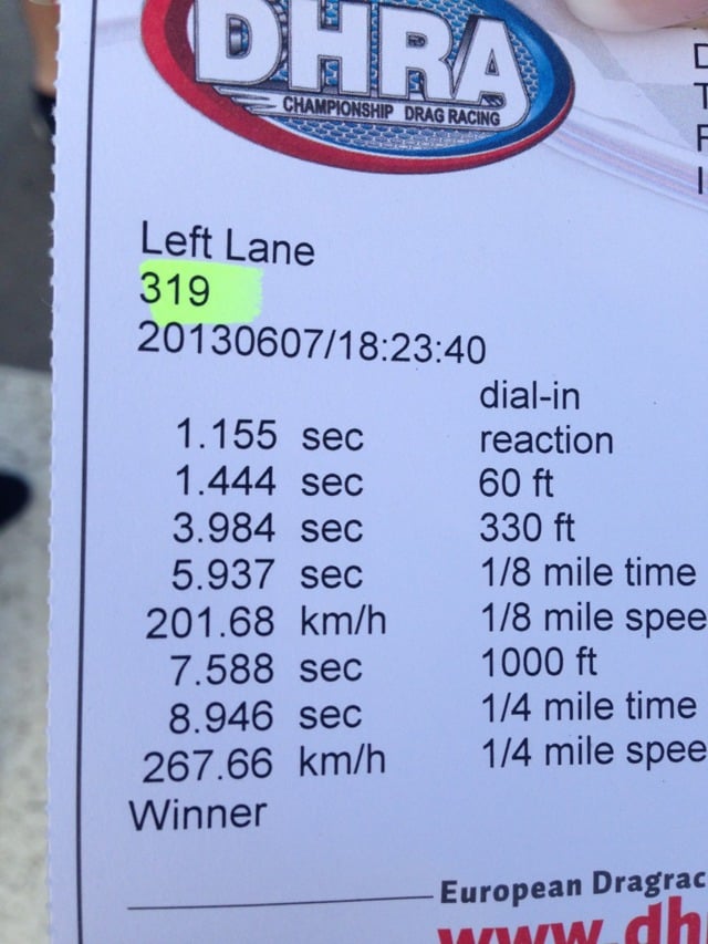 Pauls first run and a new PB. Traction was a huge issue as there is no VHT track bite at this track.