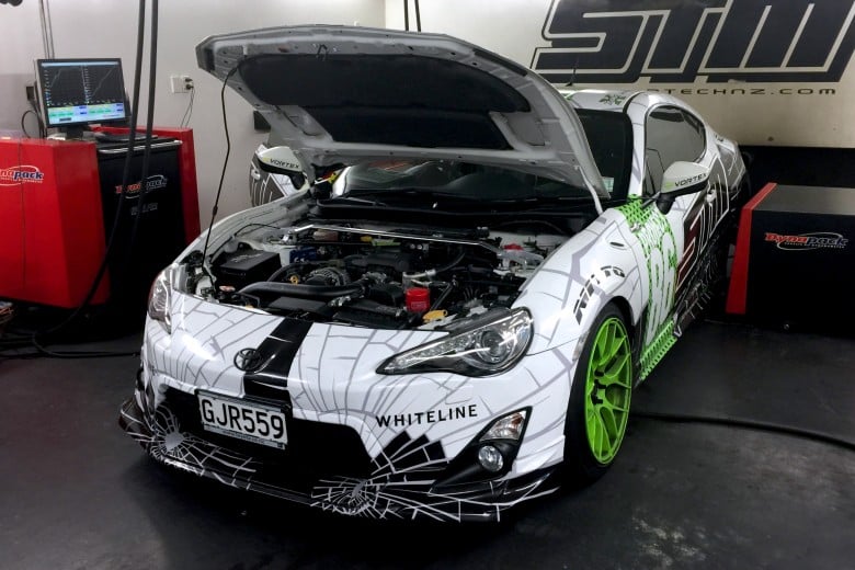 toyota gt86 test car on dyno high performance academy ethanol test