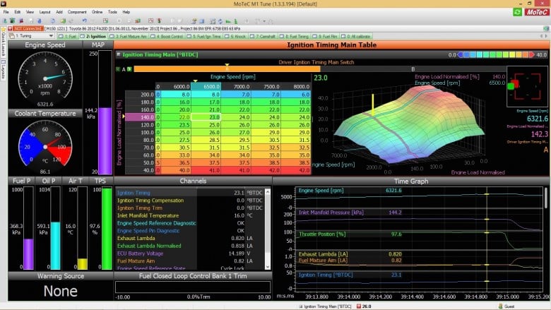 MoTeC M1 Ignition Map ethanol e85 tuning